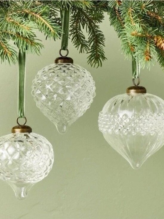 Hearth & Hand Magnolia Other - Hearth & Hand Magnolia Glass Bulb Christmas Ornaments Set of 3 NWT